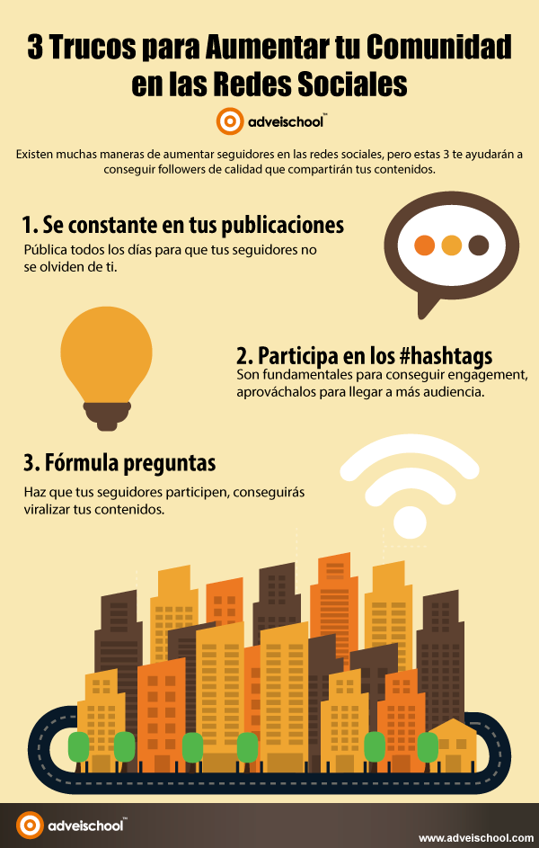 Existen muchas maneras de aumentar seguidores en Redes Sociales, pero hay 3 que te ayudarán a generar followers de calidad que compartirán tus contenidos.